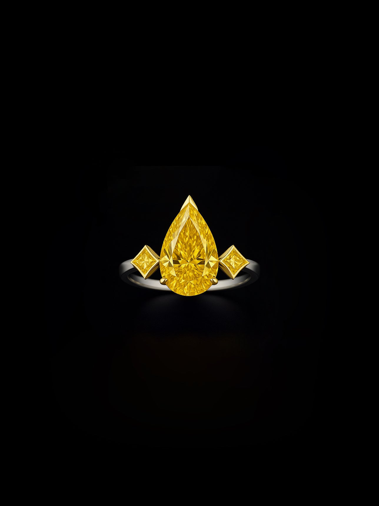 Lab-Grown Pear Shape Diamond Ring – 4.00ct Fancy Yellow VVS1