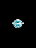 Lab-Grown Blue Topaz Brilliant Round Diamond Halo Ring – 10.01ct D VVS