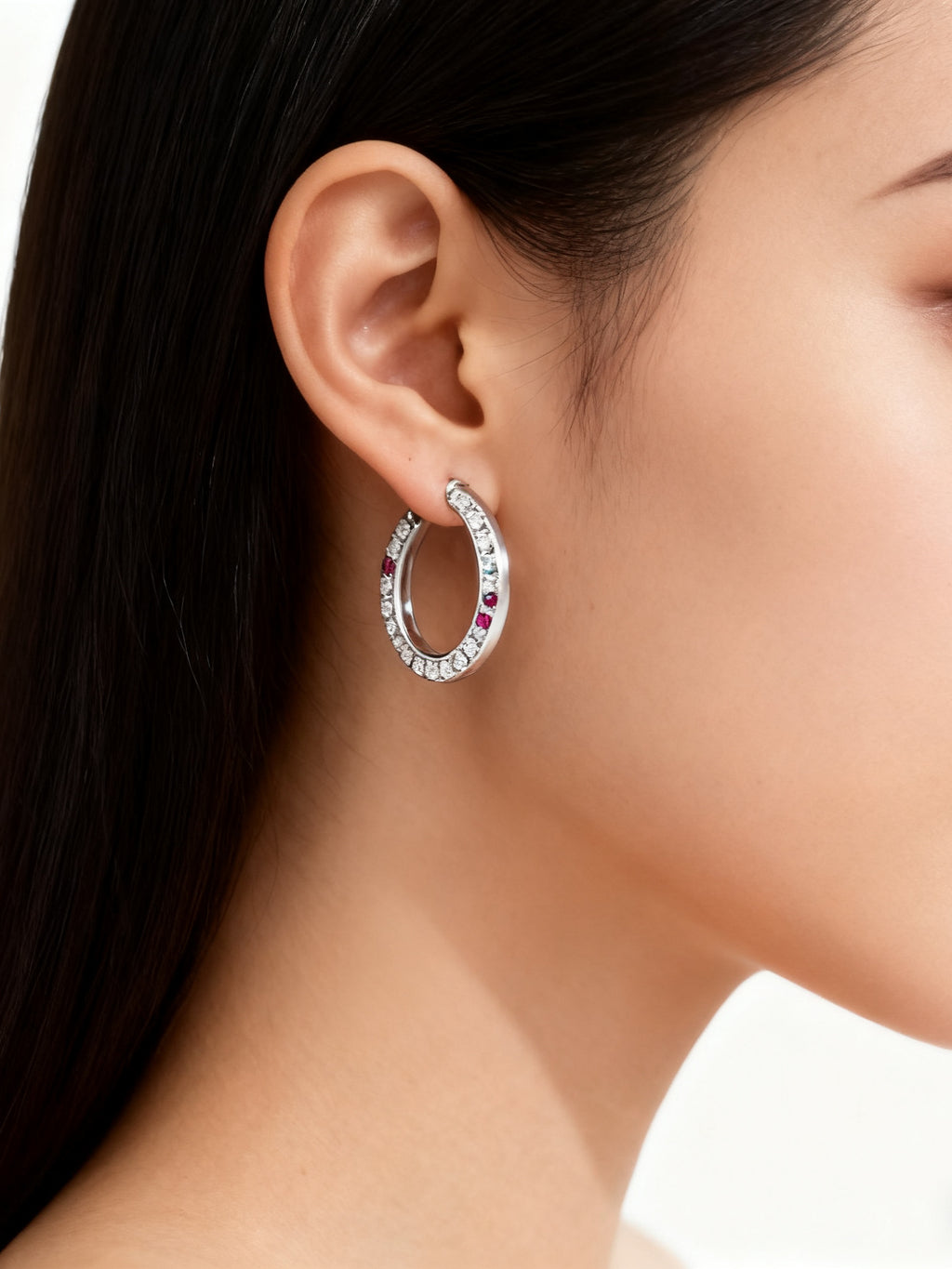 Lab-Grown Fancy Colored Diamond Hoop Earrings – 0.02ct