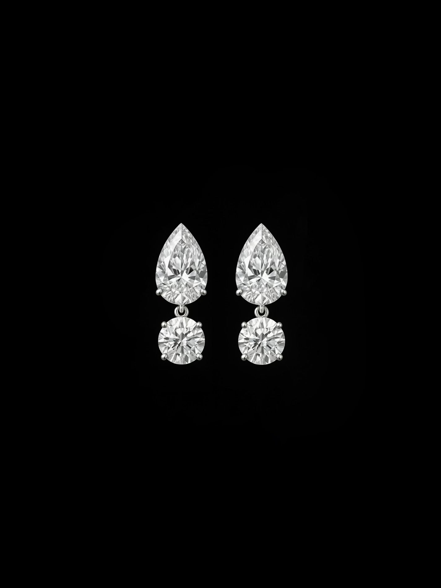 Lab-Grown Pear & Round Brilliant Diamond Drop Earrings – 1.00ct D VVS1