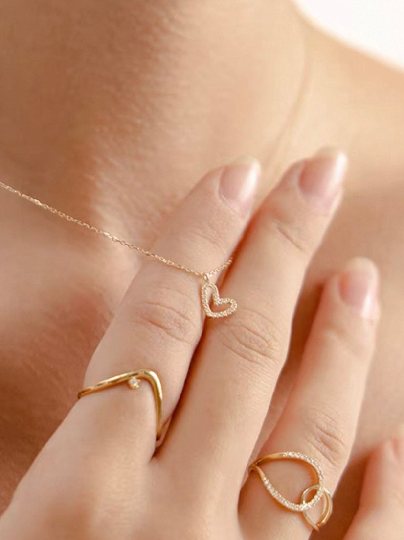 Lab Grown Diamonds Open Heart Necklace – 18K Gold 0.25ct