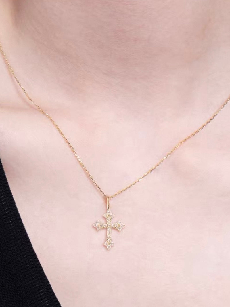 Lab Grown Diamonds Cross Pendant Necklace – 18K Gold 0.6ct