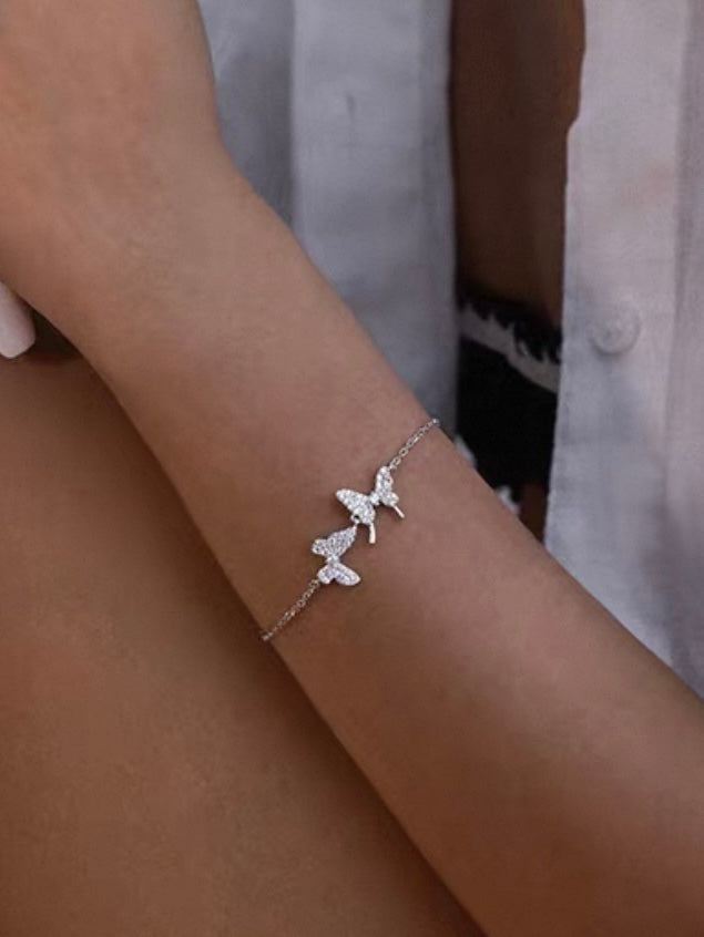 Lab Grown Diamonds Twin Butterfly Bracelet – Palladium 0.35ct