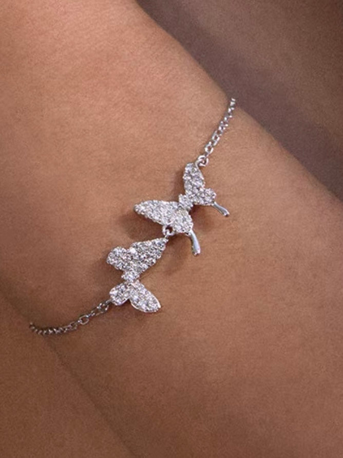 Lab Grown Diamonds Twin Butterfly Bracelet – Palladium 0.35ct