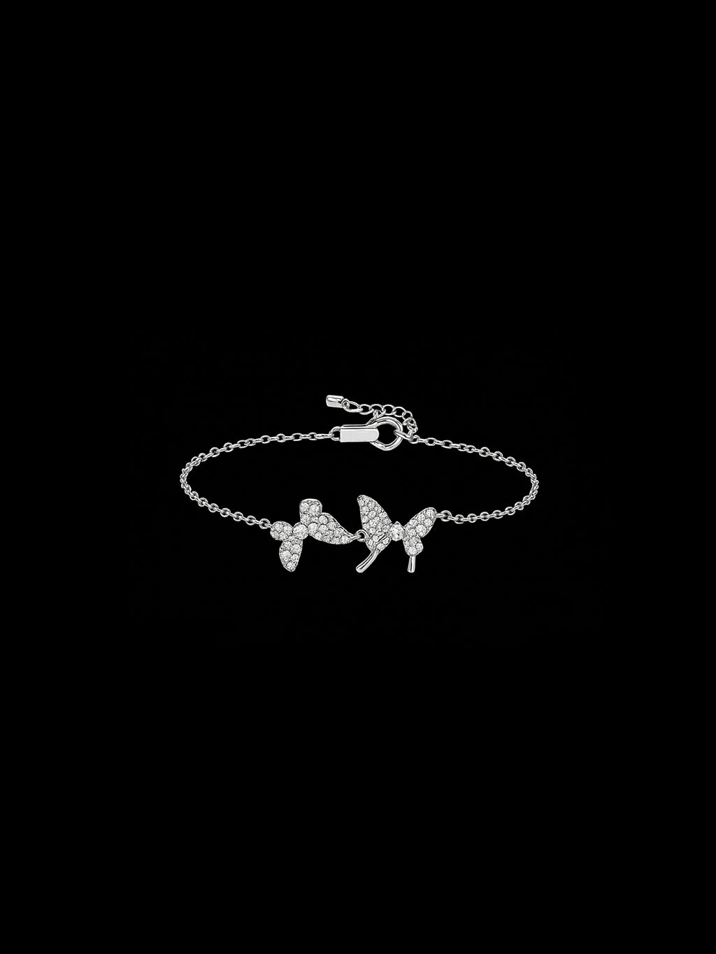 Lab Grown Diamonds Twin Butterfly Bracelet – Palladium 0.35ct