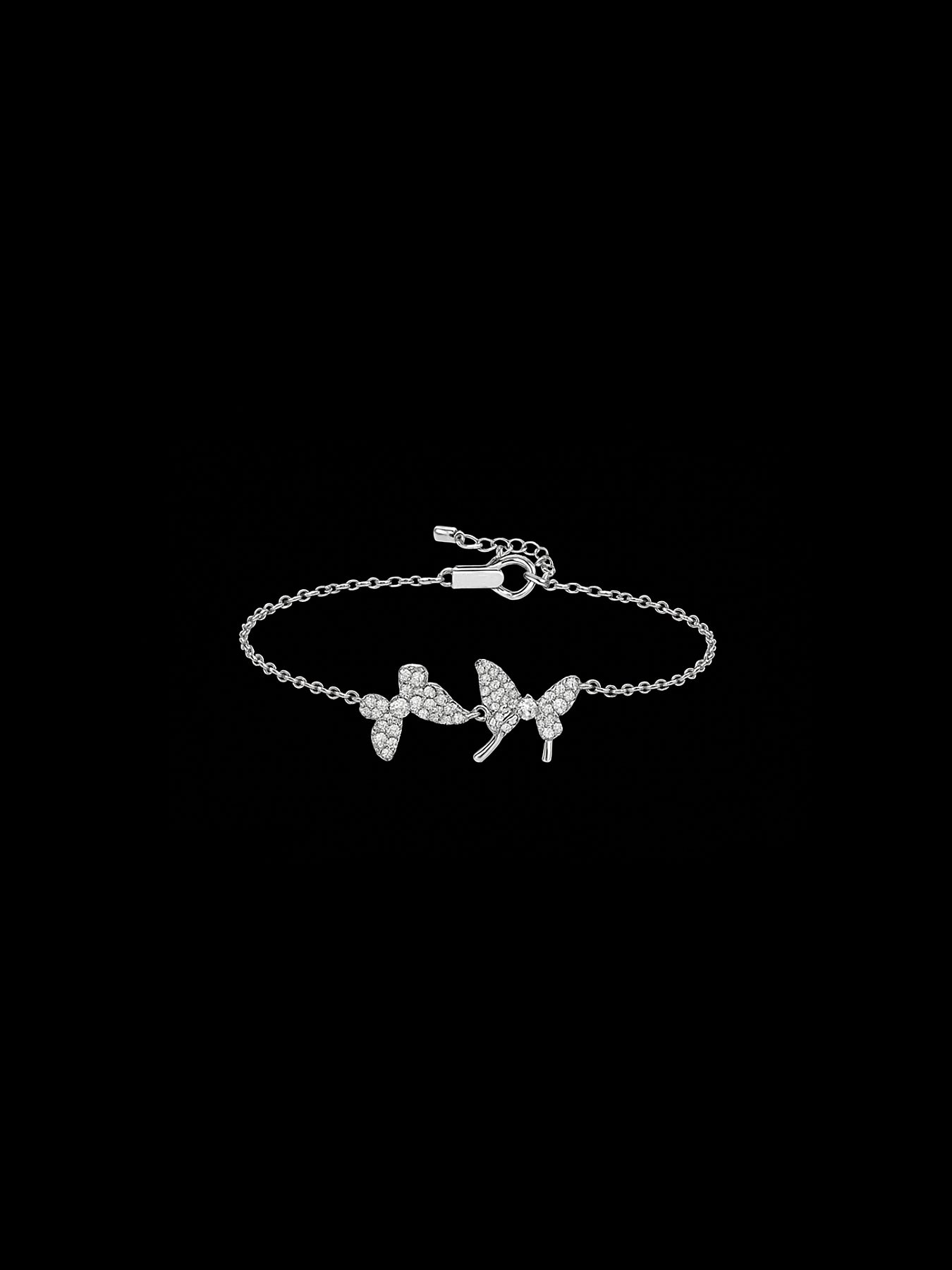 Lab Grown Diamonds Twin Butterfly Bracelet – Palladium 0.35ct