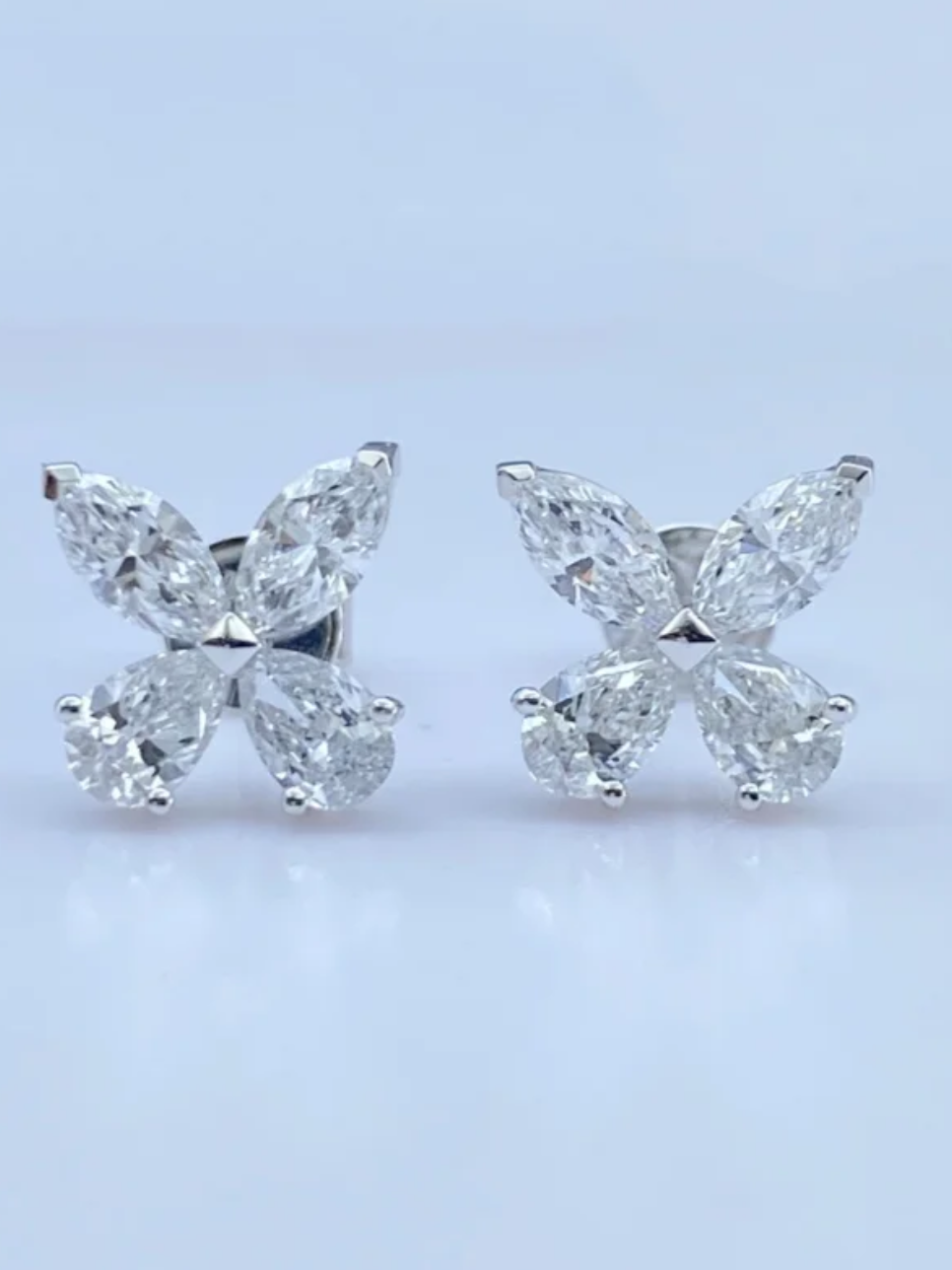 Lab Grown Marquise Diamond Butterfly Earrings – 1.6ct Total – PT950 Platinum – VS1 Clarity