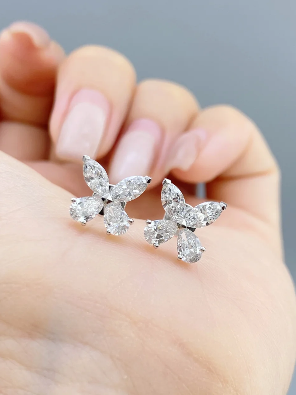 Lab Grown Marquise Diamond Butterfly Earrings – 1.6ct Total – PT950 Platinum – VS1 Clarity