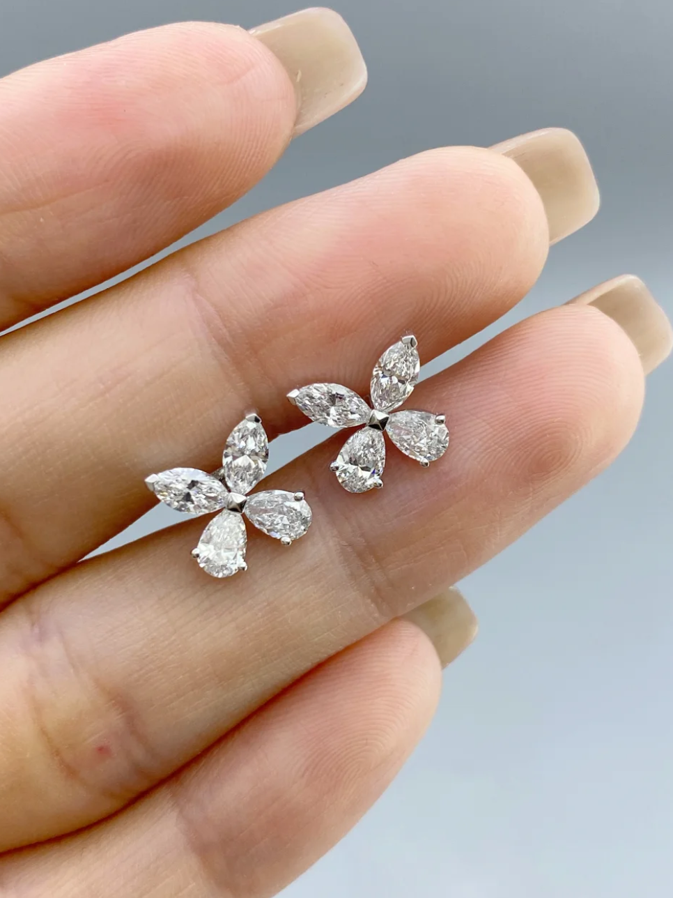 Lab Grown Marquise Diamond Butterfly Earrings – 1.6ct Total – PT950 Platinum – VS1 Clarity
