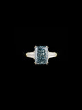 Lab Grown Blue Radiant-Cut Diamond Ring – 5.8ct Total – 18K White Gold – VS1 Clarity