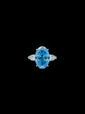 Lab Grown Oval-Cut Sky Blue Diamond Ring – 6.0ct Total – 18K White Gold – VS1 Clarity