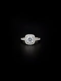 Lab Grown Cushion Halo Diamond Ring – 0.95ct Total – VVS2 Clarity