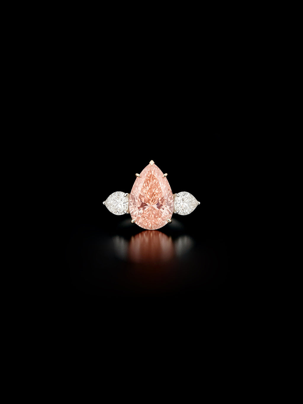 Lab Grown Pink Pear-Cut Diamond Ring – 6.2ct Total – 18K White Gold – VS1 Clarity