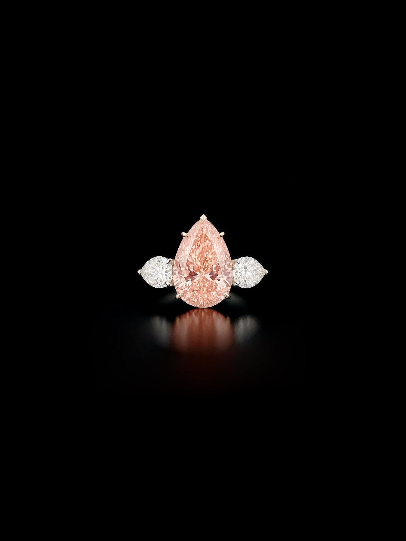 Lab Grown Pink Pear-Cut Diamond Ring – 6.2ct Total – 18K White Gold – VS1 Clarity